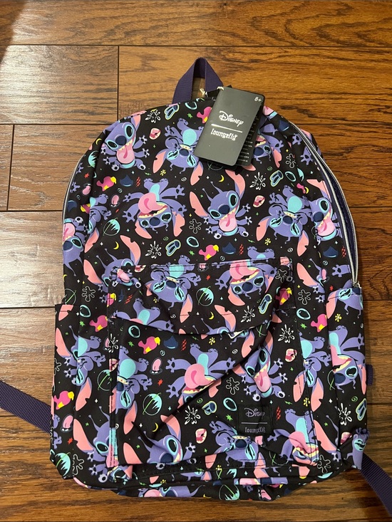 Loungefly Handbags - Loungefly Black Backpack with Pastel Lilo & Stitch Print